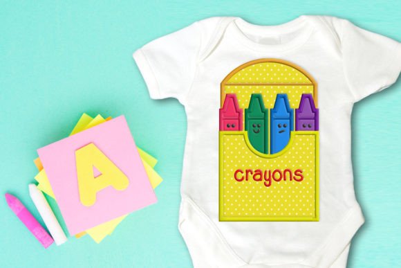 Box of Crayons Applique