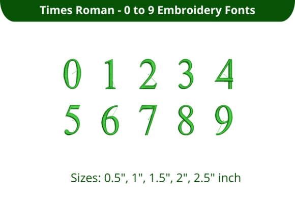 Times Roman Font 0-9
